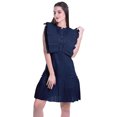thumbnail image 2 of Moomaya Womens Ruffle Sleeve A,Line Schiffli Dress Solid Designer Party Dress, 2 of 6