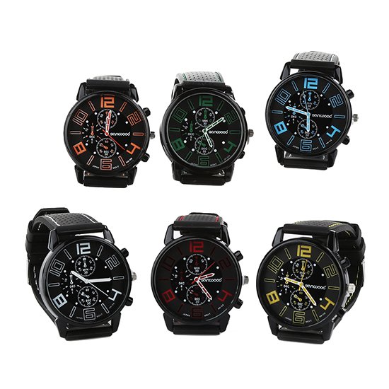 Aofa Men Casual Quartz Analog Silicone Band Stainless Steel Round Sports Wrist Watch