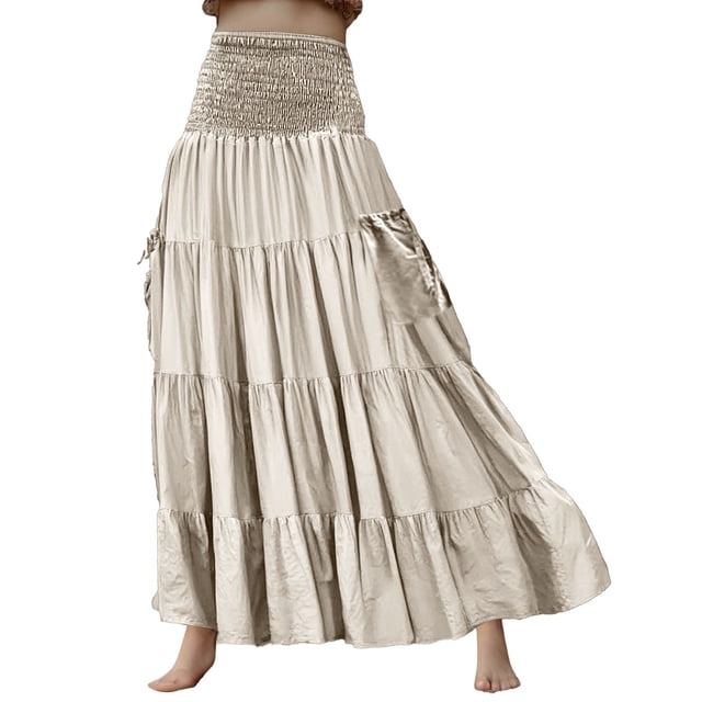 Jupe Décontractée Unie pour Femmes Simia Jupe Longue avec Poche Robe Longue