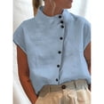 thumbnail image 2 of Birdeem Chemise Décontractée d'Été pour Femme, Ample, à Boutons, en Coton et Lin, Col Montant, 2 of 6