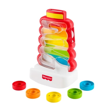 Fisher-Price Drop Through Rock-a-Stack Baby & Toddler Developmental Activity Toy, 5 Coins