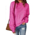 thumbnail image 2 of Pisexur Chandail à Col Rond Surdimensionné pour Femme, Uni, Manches Chauve-Souris Bouffantes à Revers, Chandail Tricoté, Haut à Manches Longues, Chandail Ample d'Automne, Chandail, Jumper, Hauts, 2 of 6