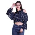 thumbnail image 2 of Moomaya Printed Casual Long Sleeve Tops Women Cold Shoulder Ruffle Sleeves Top, 2 of 4