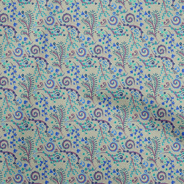 oneOone Polyester Spandex Dusty Gray Fabric Floral Sewing Material Print Fabric By The Yard 56 Inch Wide