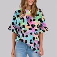 thumbnail image 2 of Pisexur Hauts pour Femmes Mode Décontractée Manches Courtes Col Rond T-Shirts Confortables Amples Imprimé Floral Blouses Printemps Été Hauts Élégants Imprimés Graphiques Grandes Tailles Tops de Sortie S-5TG, 2 of 7