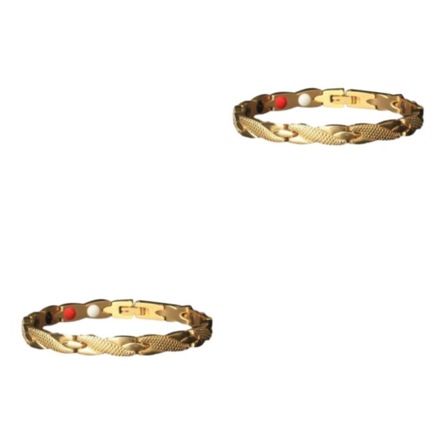 relayinert Stylish Textured Bracelet For Men Circulation With Magnets Magnetic Alloy Bracelets Magnetic Bracelet Gift gold 2Set