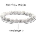 thumbnail image 3 of Bracelet Extensible Unisexe en Perles Rondes de 8 mm en Howlite Blanche Naturelle, 3 of 5