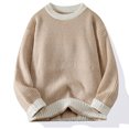 thumbnail image 1 of Pisexur Chandails Hommes Doux et Confortables Chandails d'Automne Chandail Décontracté pour Homme à Blocs de Couleur à Manches Longues à Col Rond Blanc,2TG, 1 of 4
