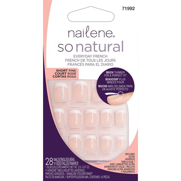 Ongles artificiels style français de tous les jours So Natural de Nailene - courts roses