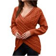 thumbnail image 2 of VgaVtl Women's Sweaters Long Sleeve Chunky V-Neck Womens Sweaters Fall Knit Orange Fitted Slim Solid Color Sweaters, 2 of 8