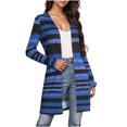 thumbnail image 2 of AherBiu Longs Cardigans pour Femmes à Rayures Grande Taille Manches Longues Automne Vestes Légères Décontractées Tendance Extérieur Ouvert Hauts, 2 of 6