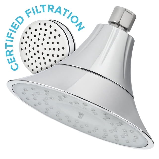 Brondell Vivaspring Pommeau de Douche Filtrant en Chrome avec Face en Ardoise, Certifié WaterSense avec filtration Brevetée pour Réduire le Chlore, le Plomb et le Mercure, Doté d'Un Grand Jet de Pluie, d'Un joint à Bille en Métal pour le Réglage d'Angle et de Buses en silicone Faciles à Nettoyer pour une Durabilité et un Écoulement d'Eau Fluide.