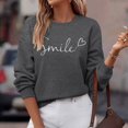 thumbnail image 4 of Chandails pour Femmes Automne Superposition Haut Col Rond Chandail à Rayures Manches Longues Hauts Décontractés Tenue de Détente Confortable Chandail Manche Longue Femme Gris P, 4 of 7