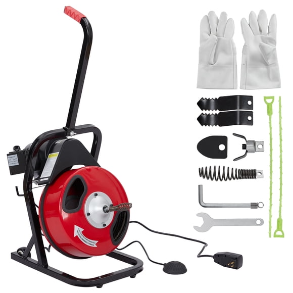 Drain Cleaner Machine – Heavy Duty Automatic Feed Auger – Powerful Motor & 4 Cutters – Clears Tough Blockages – Residential & Commercial – Portable
