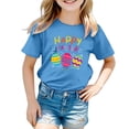 thumbnail image 4 of PMVFHDE T-Shirt Graphique à Manches Courtes Imprimé Lapin de Pâques pour Enfants, Col Rond, Décontracté, Printemps Été, Bleu Ciel, 8-9 Ans, 4 of 4