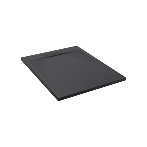 Emberveil Base de douche SMC noire 36 po x 48 po – Profil bas, texture pierre antidérapante avec drain latéral