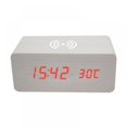 thumbnail image 1 of Réveil Numérique en Bois avec Fonction de Charge Sans Fil Luminosité Réglable LED Affiche 3 Alarmes Snooze Cadeau, 1 of 10