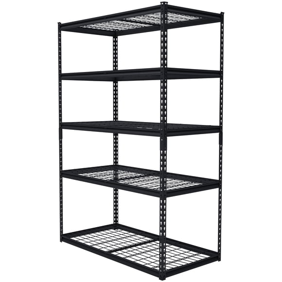 Heavy Duty Garage Shelving – 5-Tier Adjustable Metal Storage Rack 48"L x 24"W x 72"H – 2500 lbs Capacity Industrial Shelves for Warehouse/Basement – Wire Shelf Unit (Black, 1-Pack)