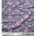 thumbnail image 1 of Soimoi Poly Georgette Fabric Triangle,Leaves & Rose Floral Print Fabric by the Yard 52 Inch Wide, 1 of 3