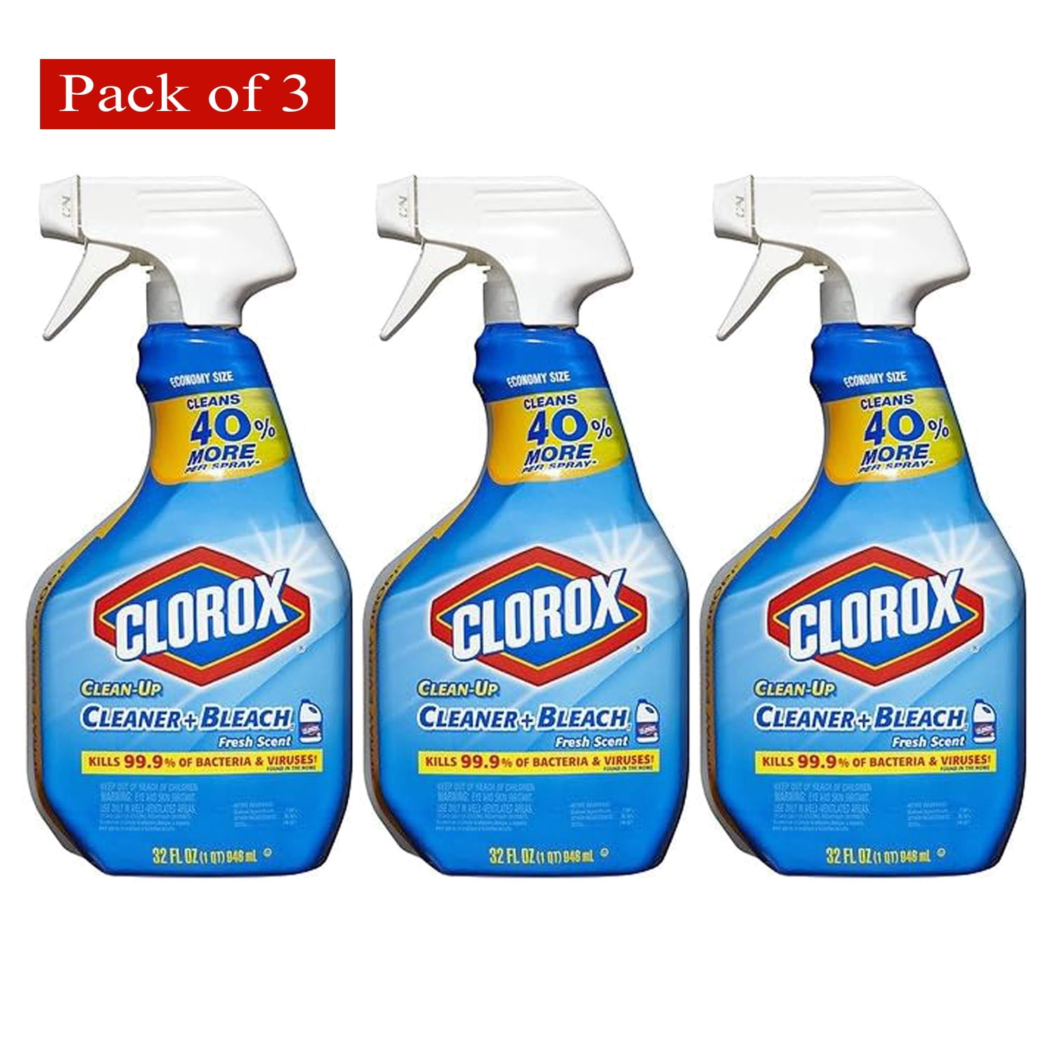 Clorox Clean Up Spray Cleaner Fresh Scent Trigger Spray 32 Oz (PACK of 3)