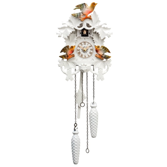 Quartz Cuckoo Clock 8 leaves, 3 birds, nest