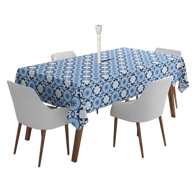 Vargottam Indoor/OutdoorTablecloth58x120 Inch Rectangle Nappe avec trou de parapluie et zip-Table imperméableTableTableTableCouveuses pour arrière-cour RectangulaireTable- Bleu clair