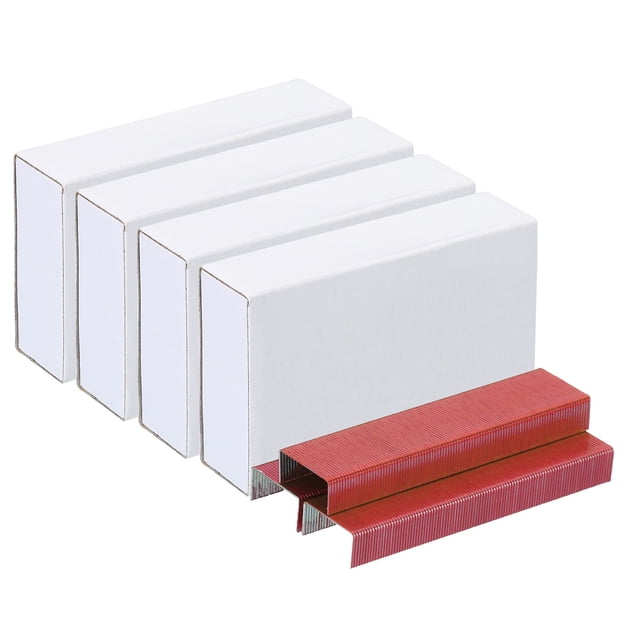 Unique Bargains Staples for Stapler, 4 Pack(1000Pcs Staples Per Pack) 26/6 Standard 1/4 Inch Length Staples Jam Free Red