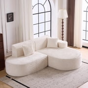 MELLCOM 93'' Modular Sectional Boneless Sofa, L Shaped Cloud Couches with Memory Foam Seating＆Wide Armrest Design, Sofa Couch for Living Room, Bedroom, No Assembly Required (Beige, Right Hand Facing)