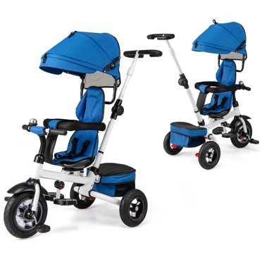 Gymax 5-in-1 Folding Trike for Toddlers 1-5 Years Old w/ Safety Harness Storage Blue