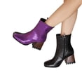 thumbnail image 1 of Cameland Large Women's Punk High Heel Rectangle Toe Thick Heel Zipper Contrast Mart Short Boots, 1 of 4