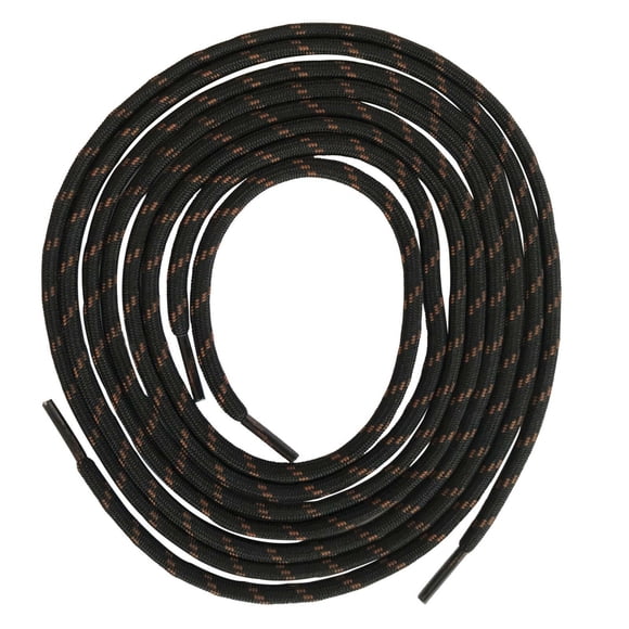 2 Pairs 5mm Thick Heavy Duty Black Brown Round Boot Laces Shoelaces Strings for Hiking Work Walking Safety Military Motorcycle Boots Shoes