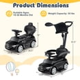 thumbnail image 3 of Costway 3-in-1 Ride on Push Car with Adjustable Canopy & Steering Push Bar Black, 3 of 10