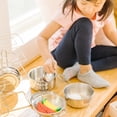 thumbnail image 2 of Melissa & Doug Stainless Steel Pots and Pans Pretend Play Kitchen Set for Kids (8 pcs), 2 of 6
