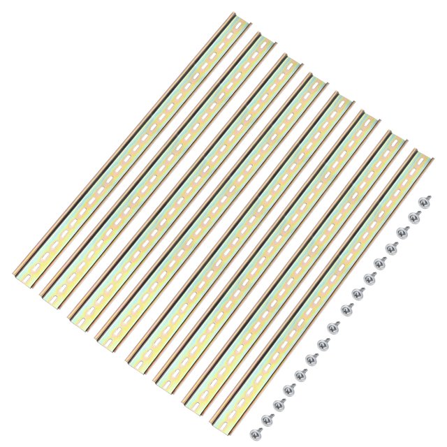 Unique Bargains DIN Rail Slotted Iron Mounting Guide 20 Inch x 1.4 Inch x 0.3 Inch Iridescent 8 Pcs