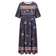 thumbnail image 4 of FAVIPT Robe Maxi à Manches Courtes pour Femmes, Robes à Col Rond, Imprimé Floral, Robes d'Été de Plage Décontractées et Tendance 2025 avec Poches, Violet, TTG, 4 of 4