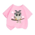 thumbnail image 1 of Hauts pour Filles Imprimé Mignon Col Rond Manches Courtes Tee Été Mode Ample Vêtements pour Petites Filles Rose 10-12 Ans, 1 of 4