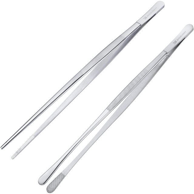 ORUYROP Pinces Alimentaires en Acier Inoxydable Multi-Fonctions Pinces de Cuisson Pince de Service (12 Pouces Rond & 12 Pouces Pinces Pointues)