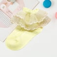 thumbnail image 3 of Splozh Toddler Ruffle Socks Spring and Autumn Cute Cotton Socks Delicate Embroidery Lace Socks Lace Princess Socks Yellow,3-4 Years, 3 of 3