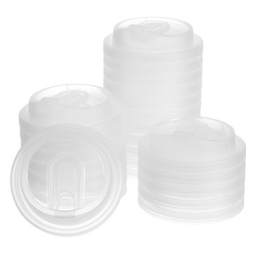 Couvercles Jetables pour Tasses à Café, 50 Unités Couvercles en Plastique en U de 90 mm pour Tasses à Café de 10/12/16 Oz (Transparent)