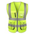 thumbnail image 1 of TOPTIE 10 Pockets High Visibility Safety Vest, Reflective Trim Safety Vest-Yellow-L, 1 of 7