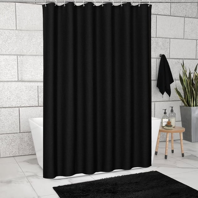 Gros Rabais! Rideau de Douche, Tissu Polyester Gaufré Robuste, Rideau de Salle de Bain Épais et Absorbant avec 12 Crochets, Rideau de Bain de Luxe 71x71