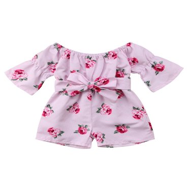 Baby Girl Off The Shoulder Floral Romper Jumpsuits Casual Summer Outfits