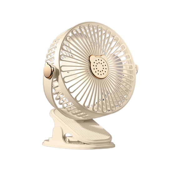 USB Mini Clip Fan Wall Mounted Desktop, 5W 5V Type-C Rechargeable, 3 Speeds with LED, Quiet Personal Air Circulator for Dorm Office, Plastic, White/Beige/Blue