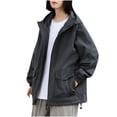 thumbnail image 1 of Yuyuzo Womens Zip up Plus Size Jackets Hiking Travel Windbreaker Jacket Long Sleeve Coats, 1 of 4