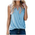 thumbnail image 1 of Pompotops Fashion Woman Causal V-Neck Solid Blouse Sleeveless T-Shirt Summer Tops, 1 of 5