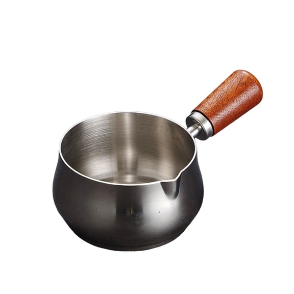 Poêle Mini en Acier Inoxydable 304 avec Poignée en Bois, Chauffe-Lait Réutilisable 2 oz 4 oz 6 oz et Casserole pour Faire Fondre le Chocolat, Casserole Multifonction pour Café Turc