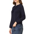 thumbnail image 4 of INSPIRE CHIC Blouse Chemise à Manches Longues à Col à Volants pour Femmes, Rentrée Scolaire, Saint-Valentin, TP Bleu Foncé, 4 of 7