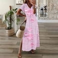 thumbnail image 2 of UPPADA Robe Maxi à Col en V pour Femme, Imprimé Floral, Robe d'Été Décontractée à Manches Courtes, Style Bohème, Robe de Plage avec Fente Latérale, Robe de Cocktail pour Fête, Robe d'Été pour Femme Rouge, TTTG, 2 of 3