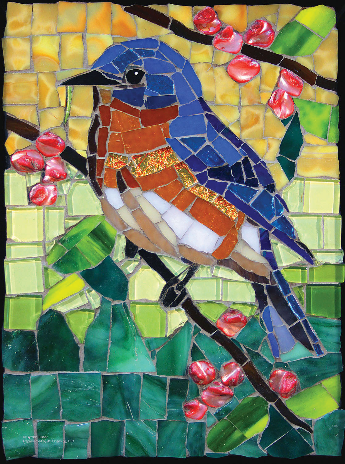 SUNSOUT Puzzle 1000 Piece Stained Glass Bluebird (70716)