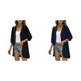 thumbnail image 1 of 2 Pack(Dark Blue 1PCS & Black 1PCS) Multipack Women Casual Cardigan Three Quarter Sleeve Open Front Lightweight Dots Cardigan Draped Ruffles Cardigan, 1 of 7